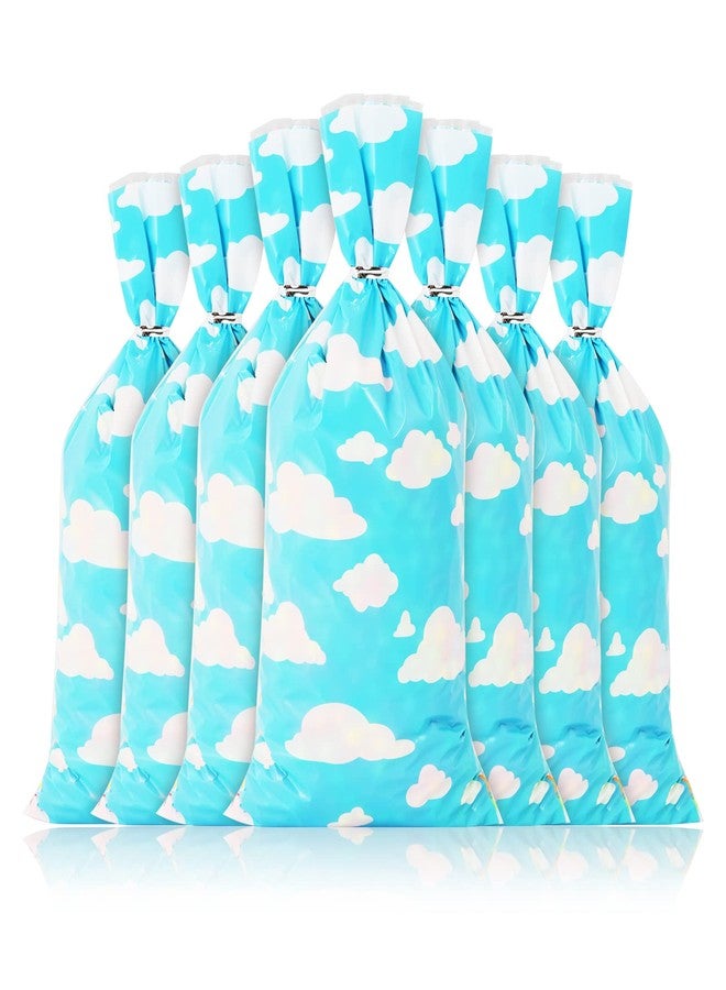 Lecferrarc 100 Pcs Blue Sky White Clouds Treat Bags White Clouds Print Cellophane Candy Bags Cartoon Story Party Favors with Twist Ties for Birthday Party Baby Shower Supplies - Image 4